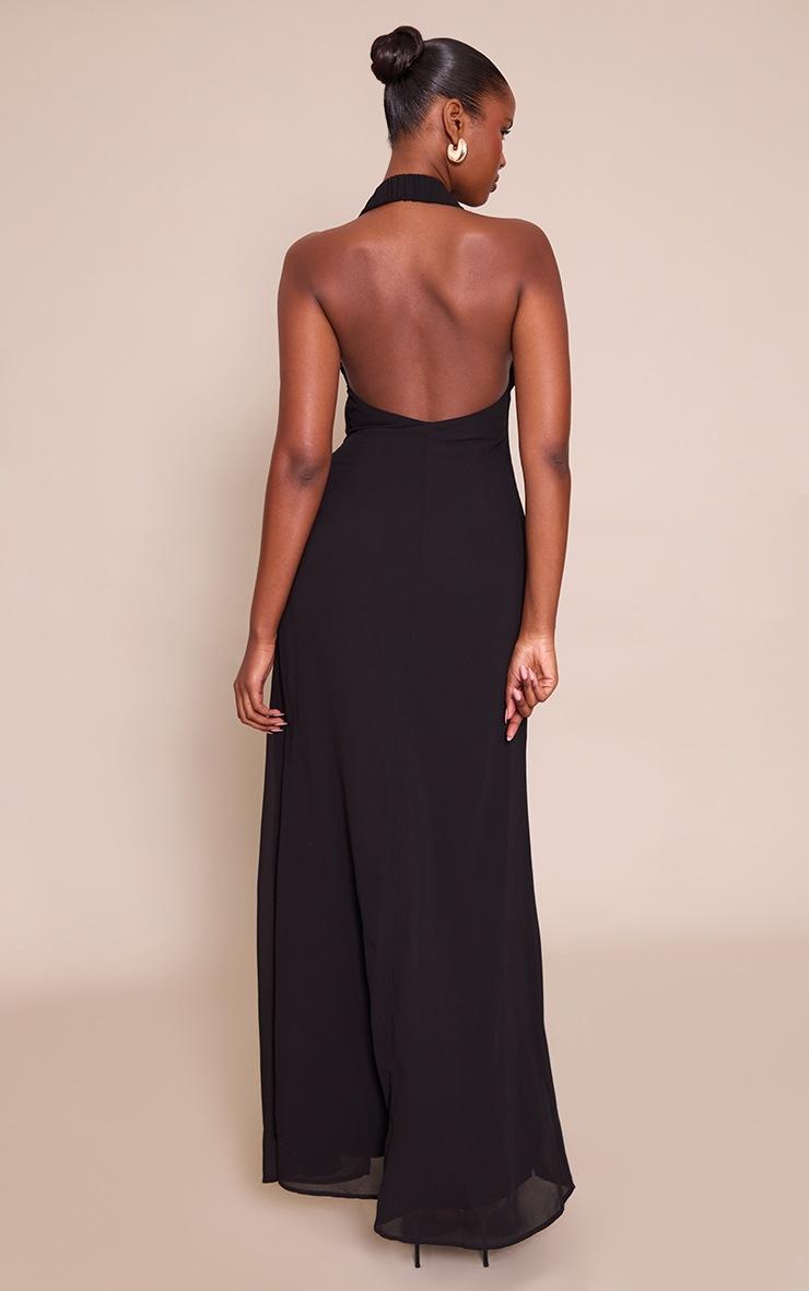 Pretty Little Thing Black Chiffon Tie Maxi Dress