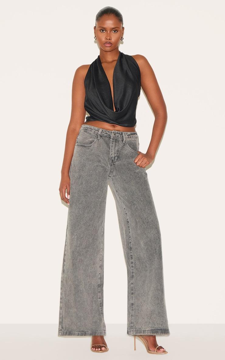 Pretty Little Thing Black Cowl Neck Long Top