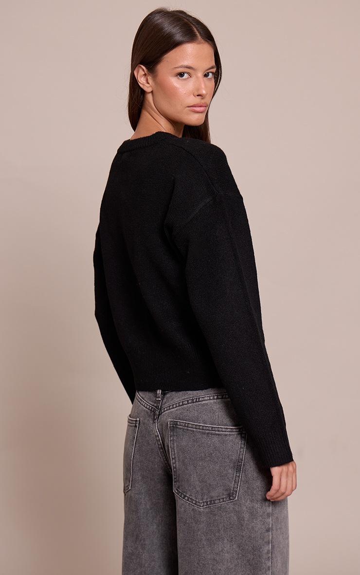 Pretty Little Thing Black Crew Neck Knit Cardigan