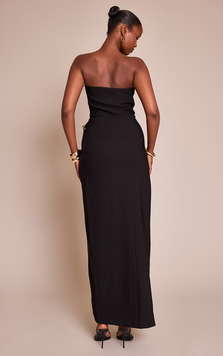 Pretty Little Thing Black Drape Detail Maxi Dress