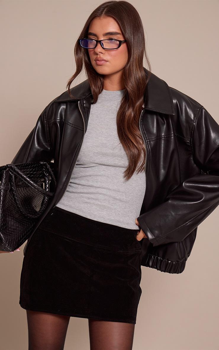 Pretty Little Thing Black Faux Suede Mini Skirt