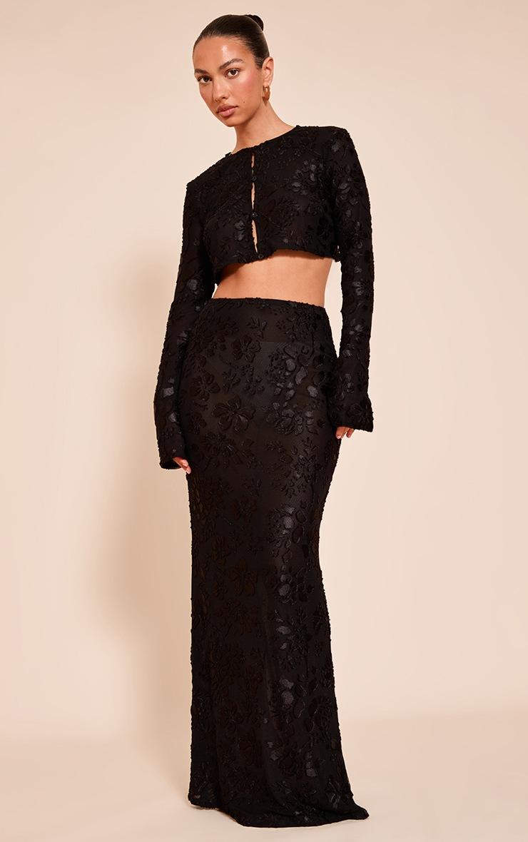 Pretty Little Thing Black Floral Sheer Maxi Skirt