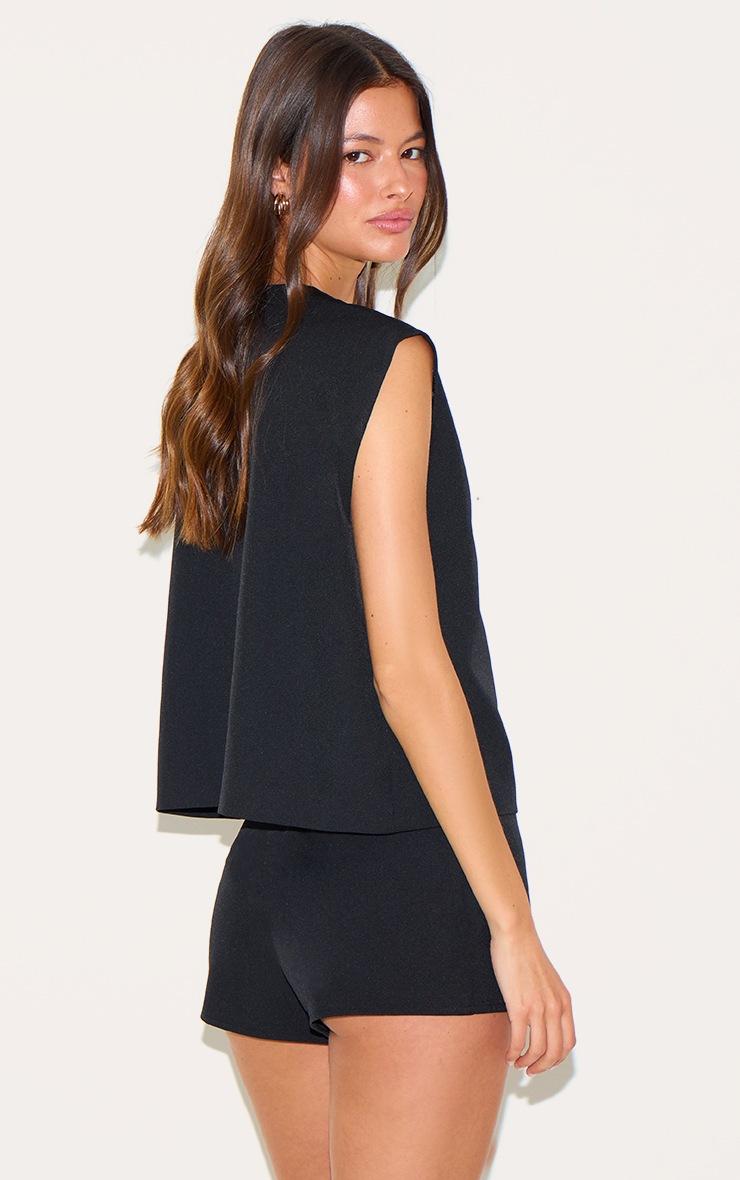 Pretty Little Thing Black Gold Trim Oversized Vest