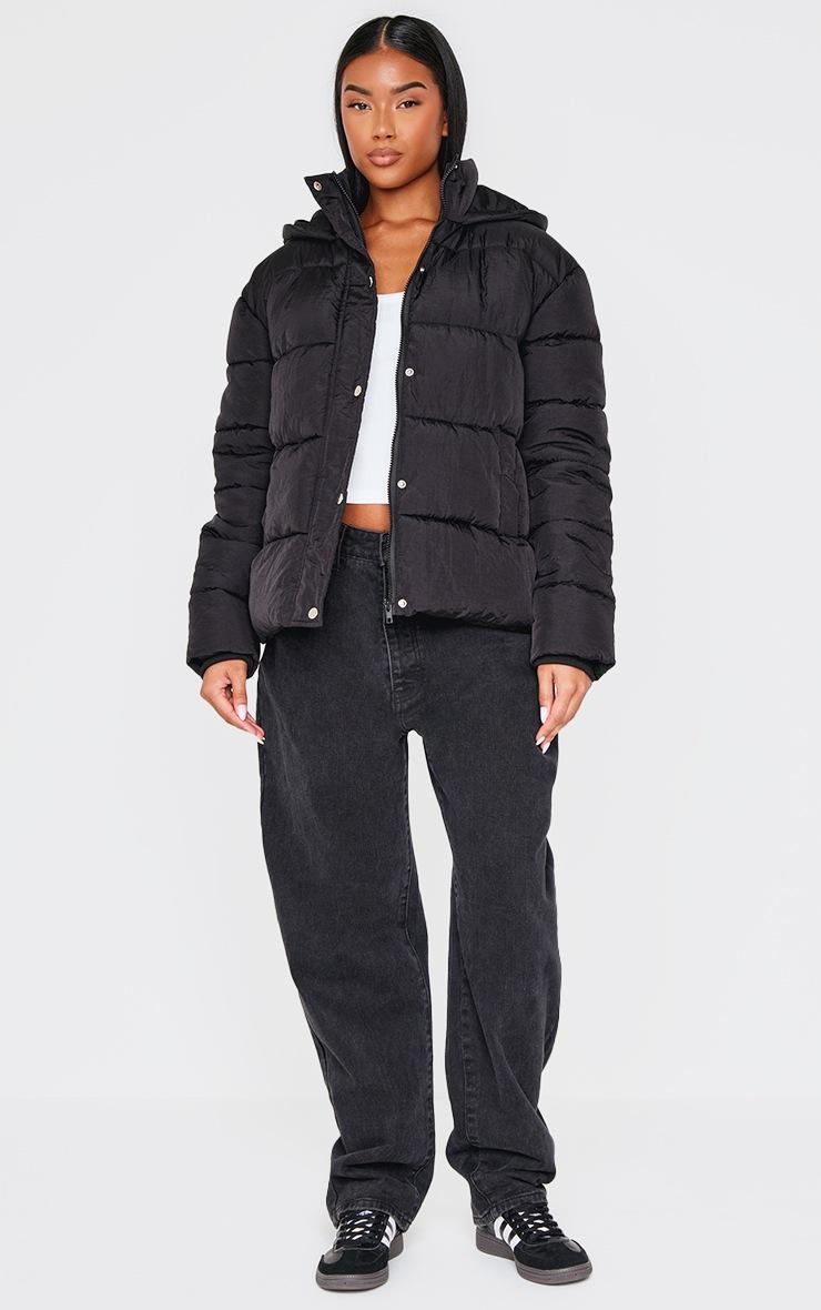 Pretty Little Thing Black Hooded Puffer Jacket