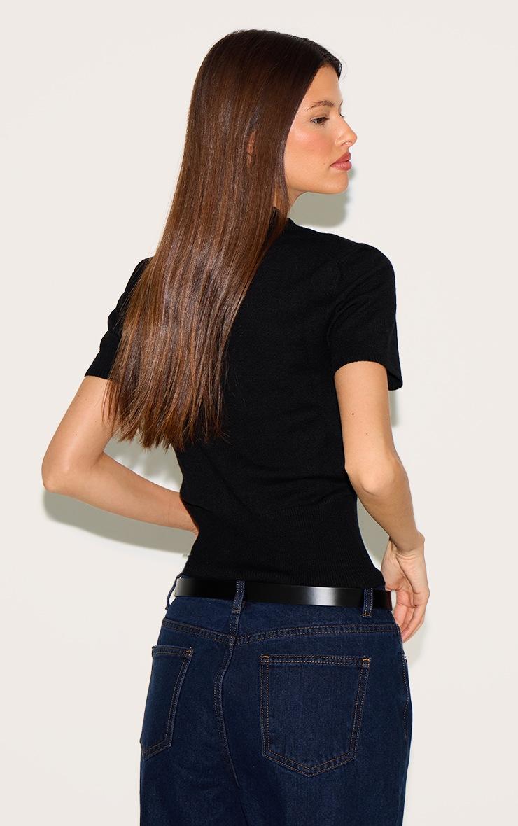 Pretty Little Thing Black Knit Button Through Top