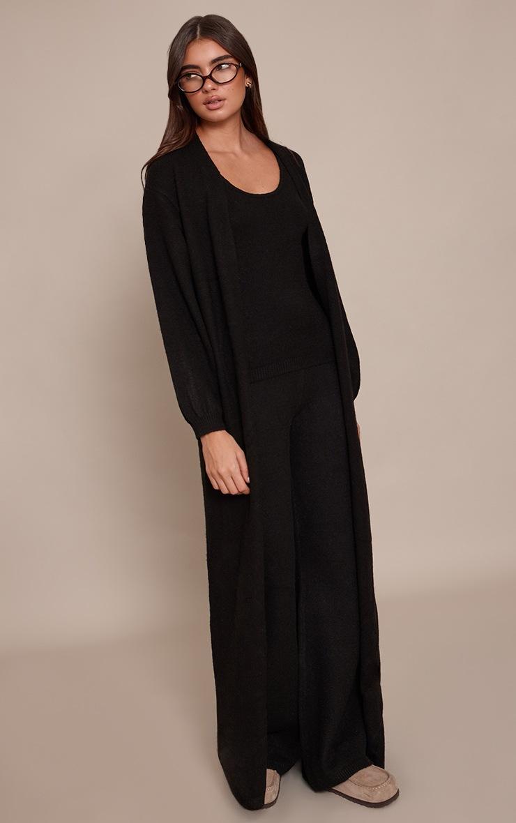Pretty Little Thing Black Knitted Maxi Cardigan