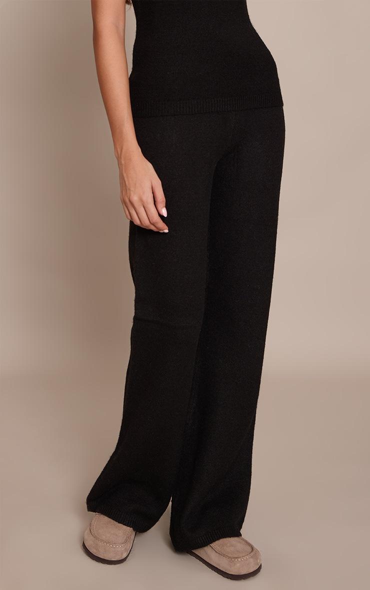 Pretty Little Thing Black Knitted Mid Rise Pant