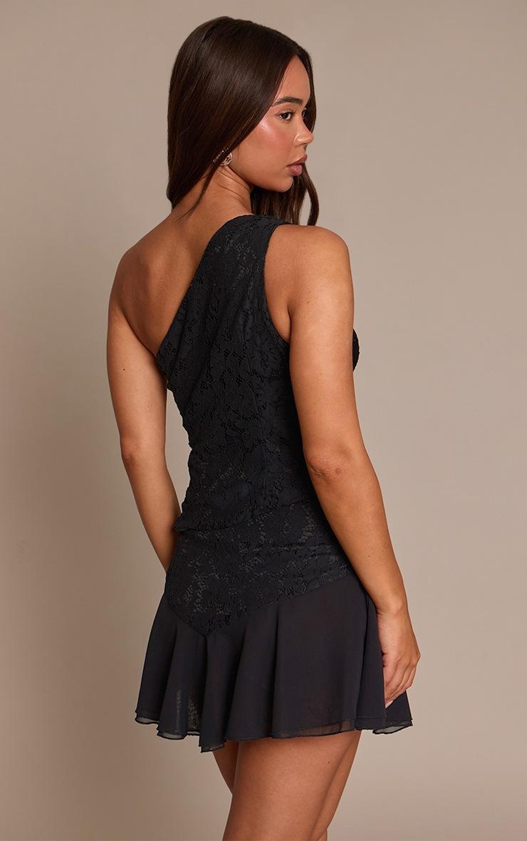 Pretty Little Thing Black Lace Asymmetrical Top