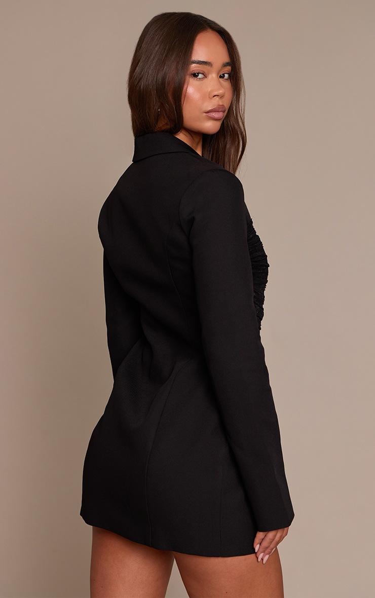 Pretty Little Thing Black Lace Detail Blazer Dress