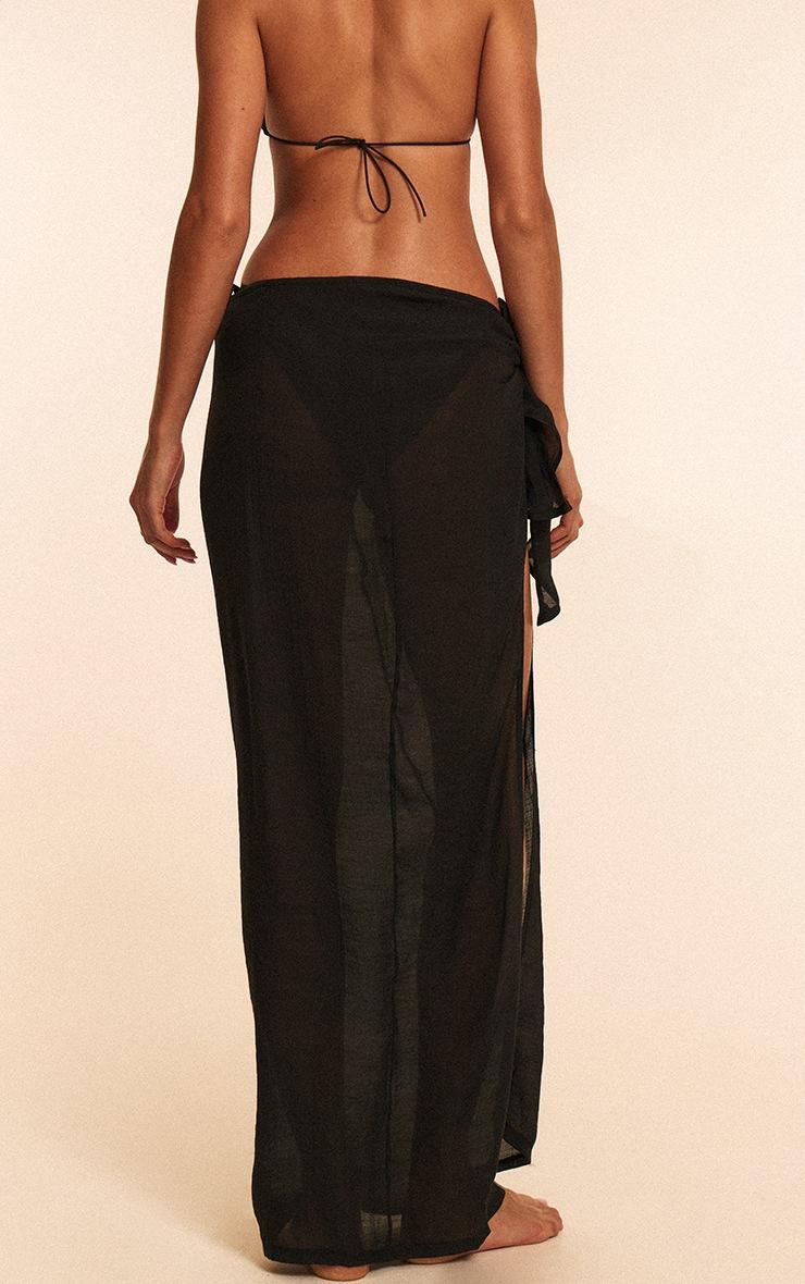 Pretty Little Thing Black Linen Look Beach Sarong