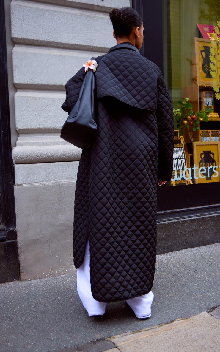 Pretty Little Thing Black Maxi Quilted Coat