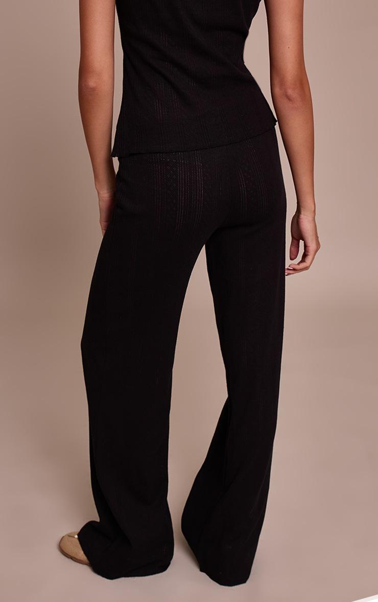 Pretty Little Thing Black Pointelle Wide Leg Pants