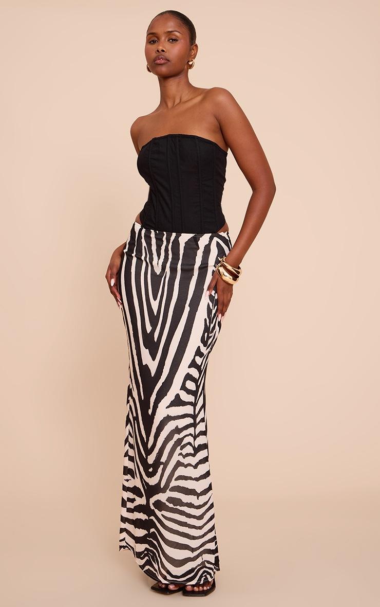 Pretty Little Thing Black Print Chiffon Maxi Skirt