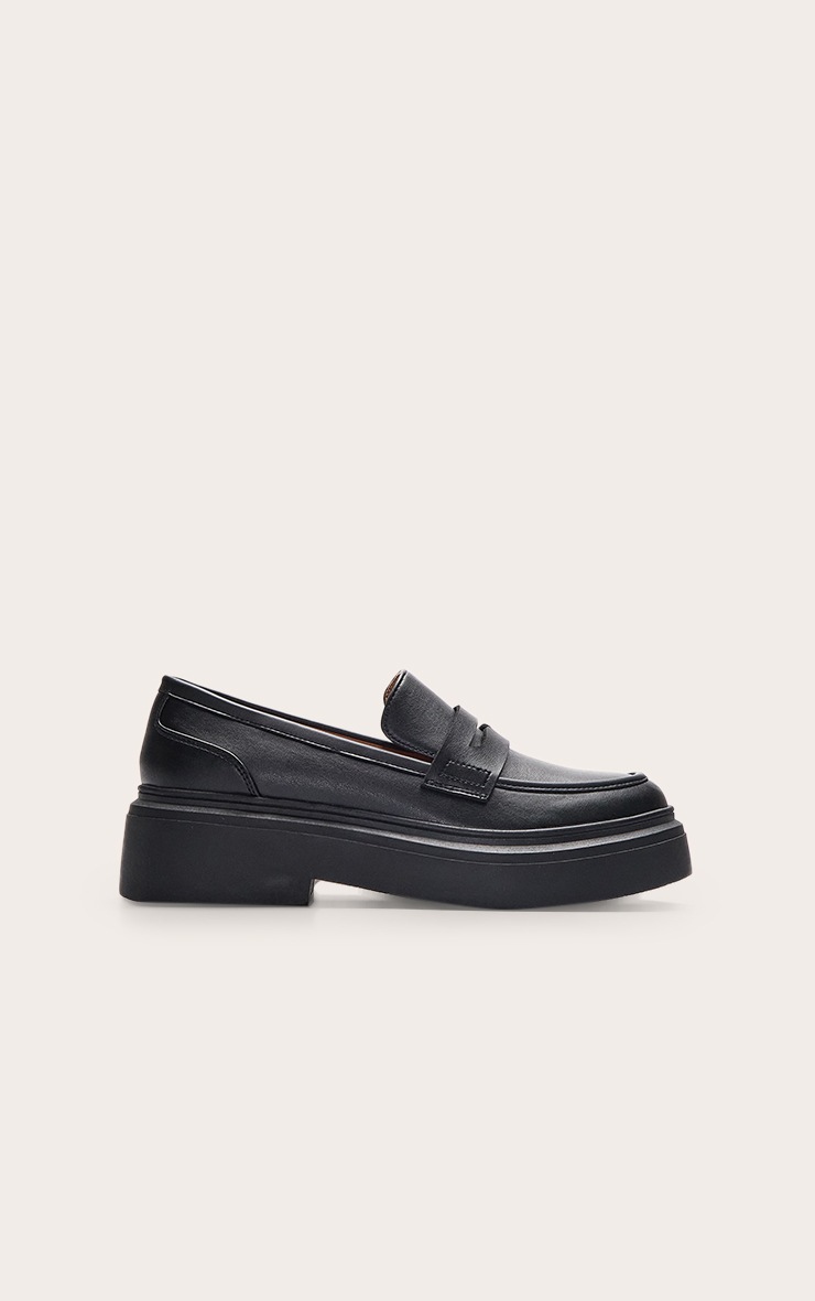 Pretty Little Thing Black Pu Chunky Basic Loafer