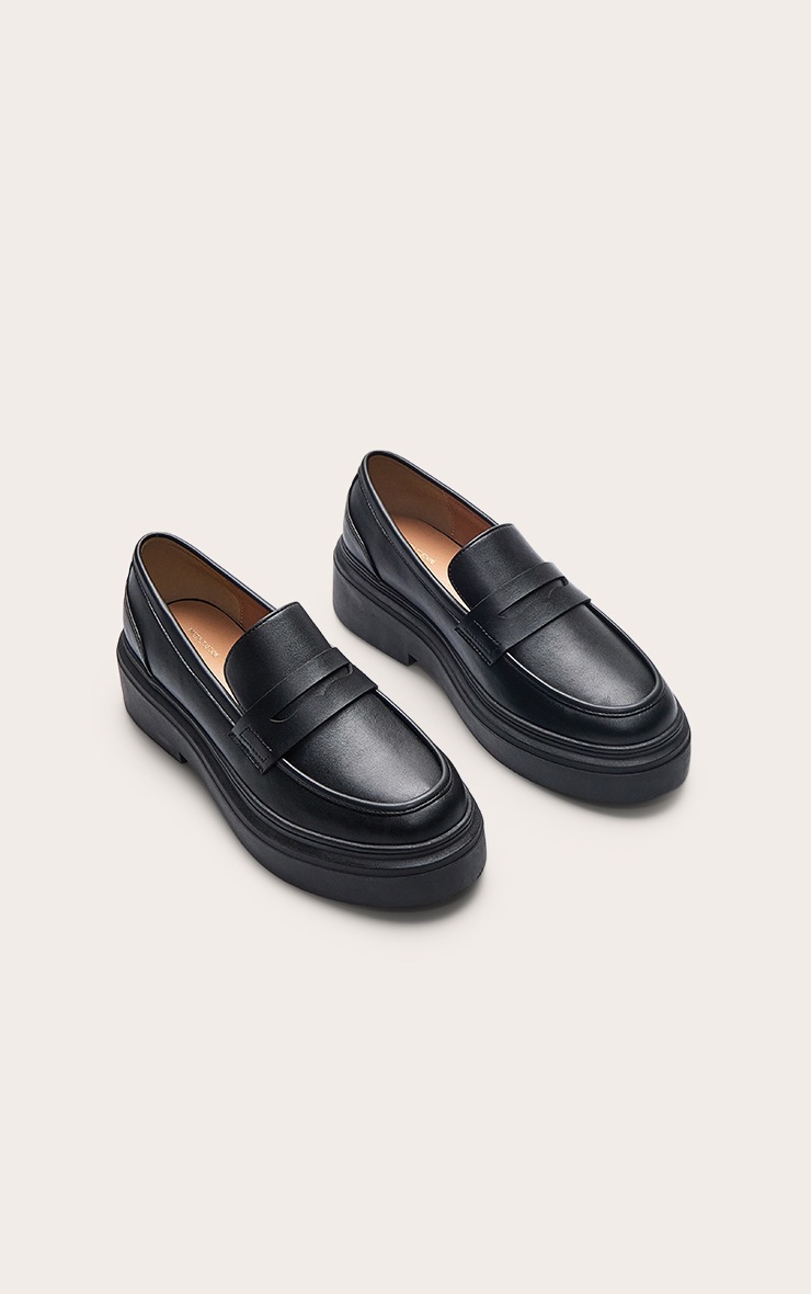 Pretty Little Thing Black Pu Chunky Basic Loafer