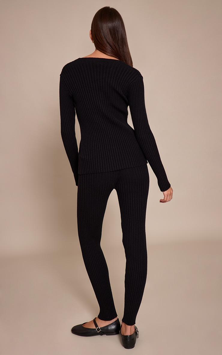 Pretty Little Thing Black Ribbed Knitted Legging