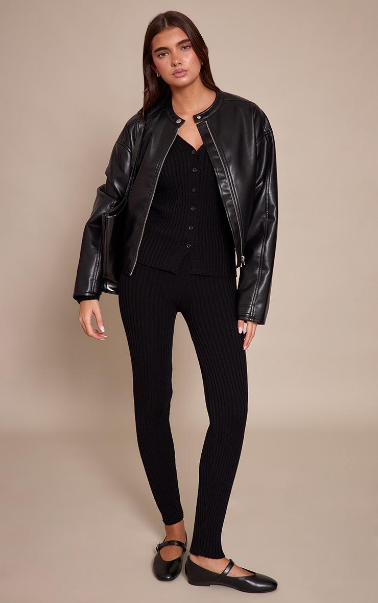 Pretty Little Thing Black Ribbed Knitted Legging