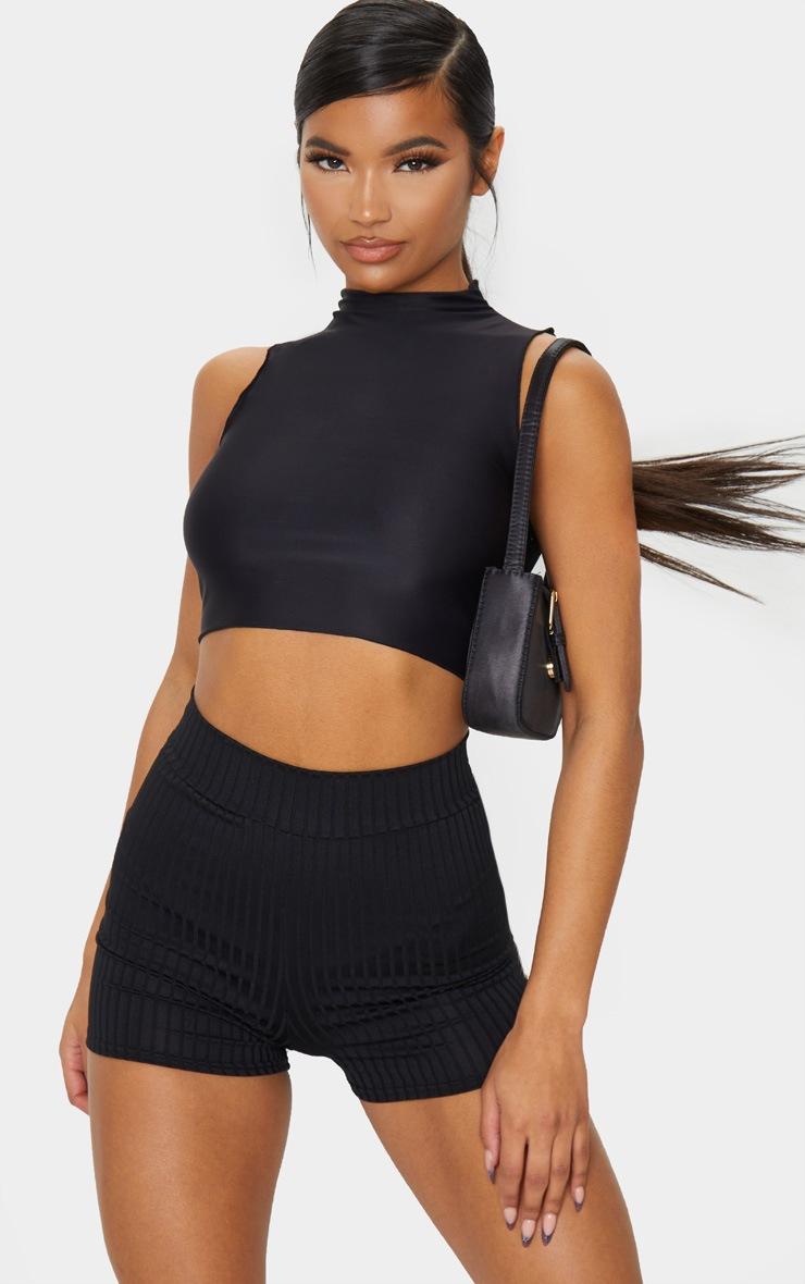 Pretty Little Thing Black Ribbed Shorts