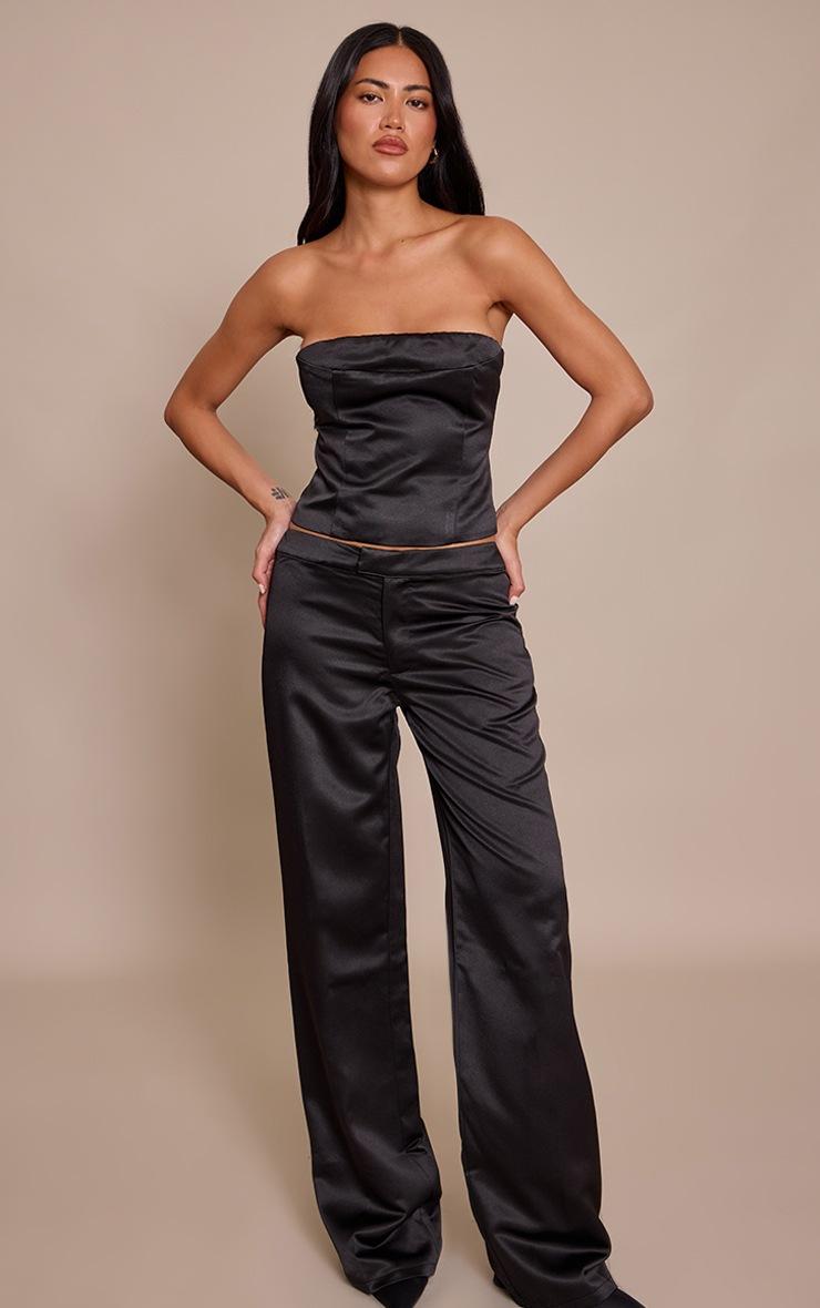 Pretty Little Thing Black Satin Bandeau Top