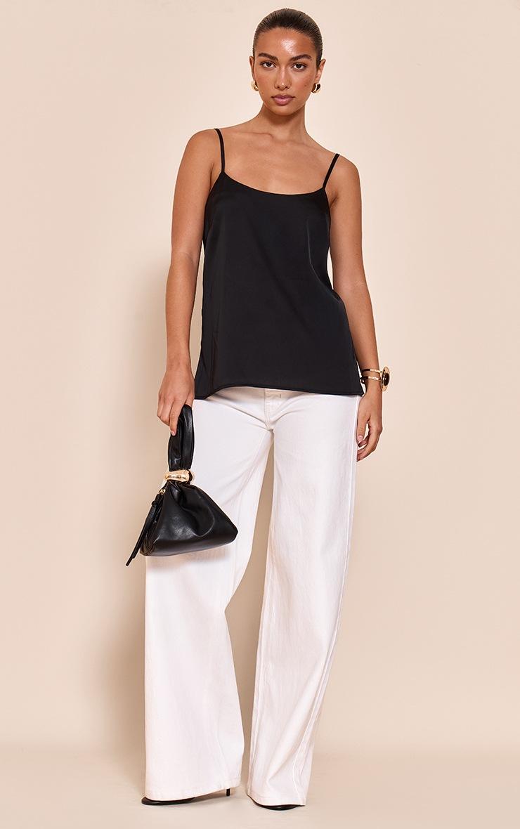 Pretty Little Thing Black Satin Strappy Cami Top