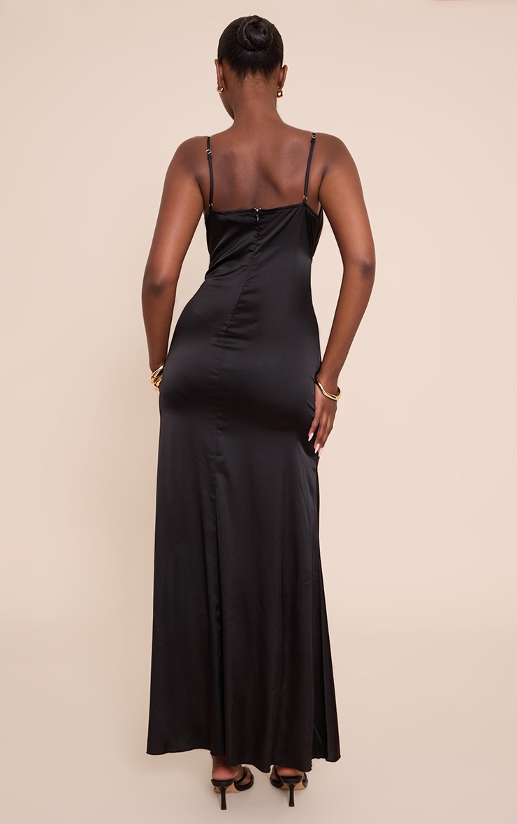 Pretty Little Thing Black Satin Strappy Maxi Dress