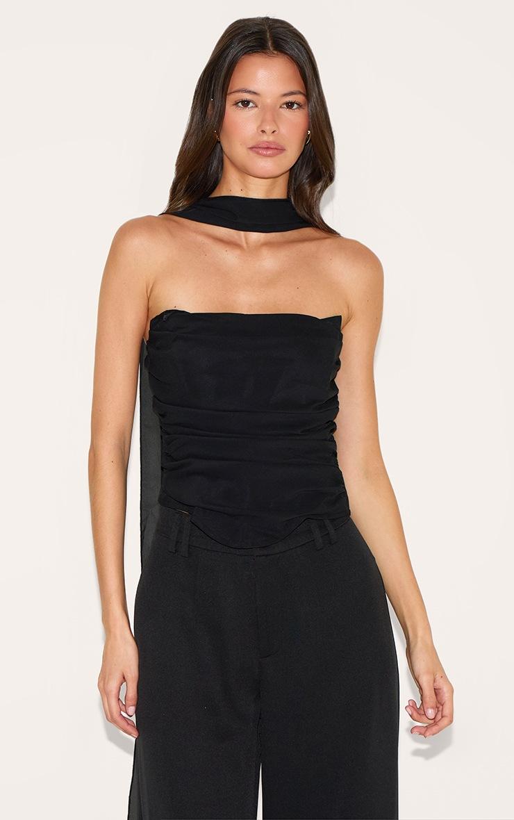 Pretty Little Thing Black Scarf Detail Corset