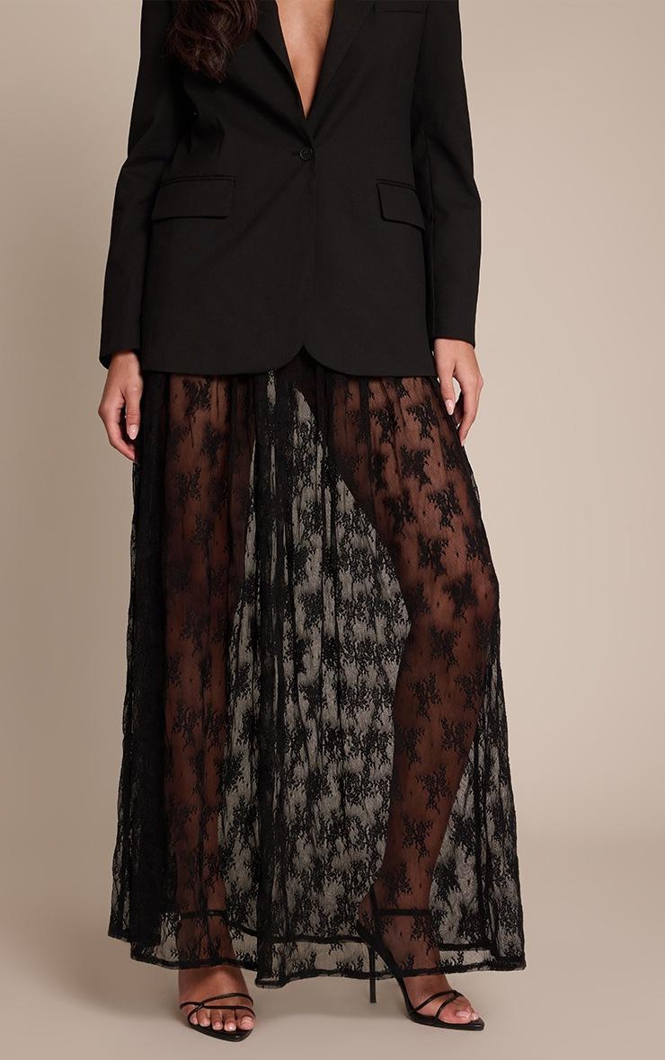 Pretty Little Thing Black Sheer Lace Maxi Skirt