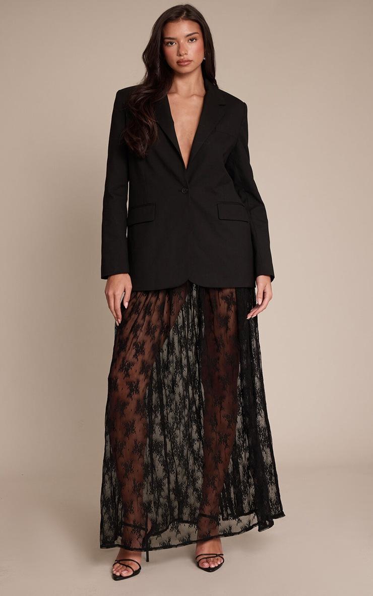 Pretty Little Thing Black Sheer Lace Maxi Skirt