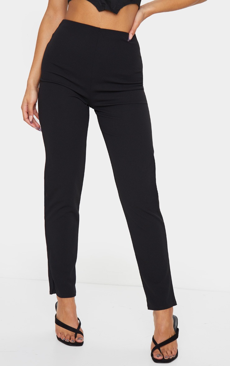 Pretty Little Thing Black Slim Leg Crepe Trousers