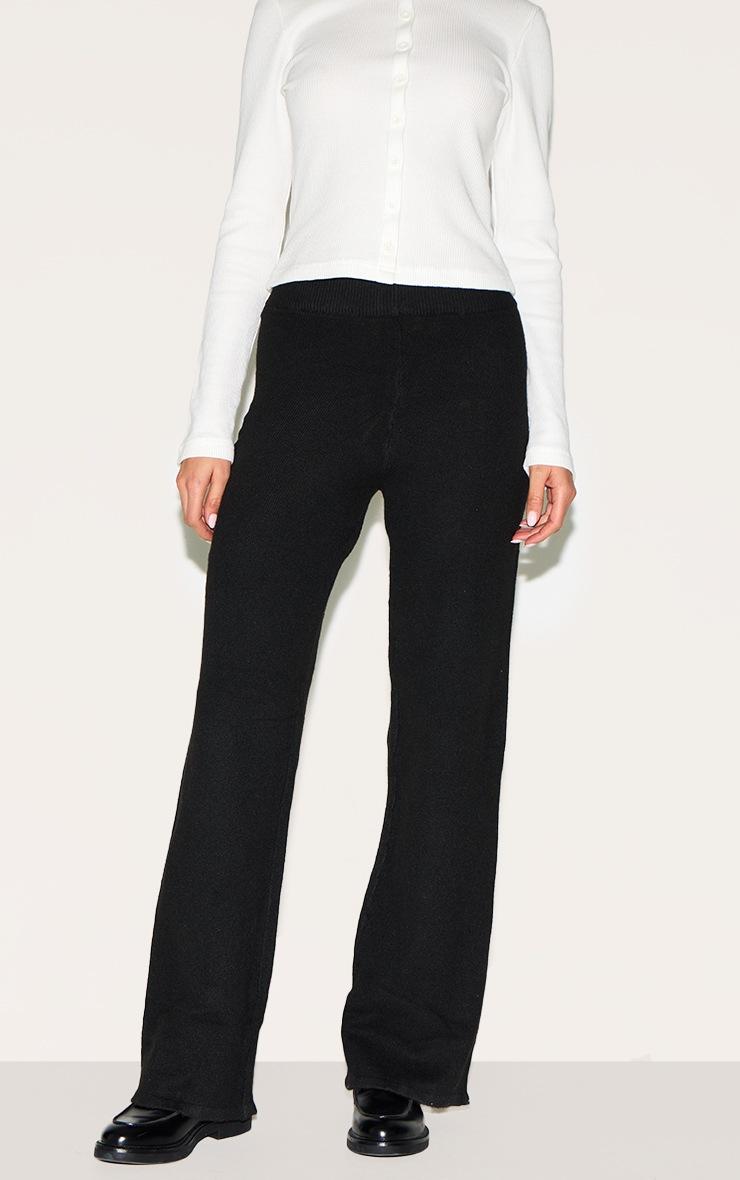 Pretty Little Thing Black Soft Knit Wide Leg Pants