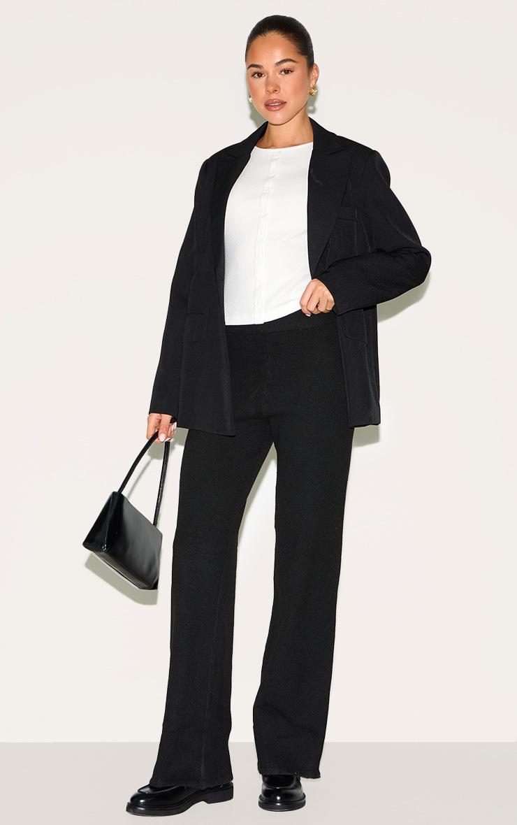 Pretty Little Thing Black Soft Knit Wide Leg Pants