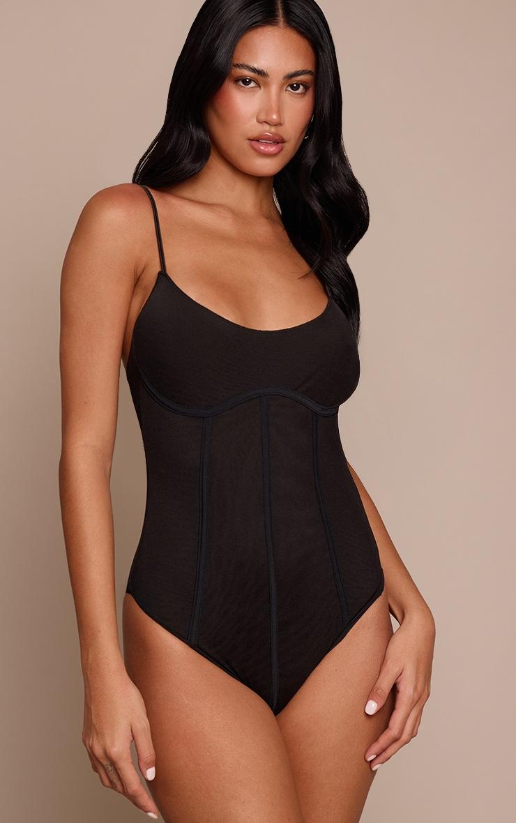 Pretty Little Thing Black Stretch Strappy Bodysuit