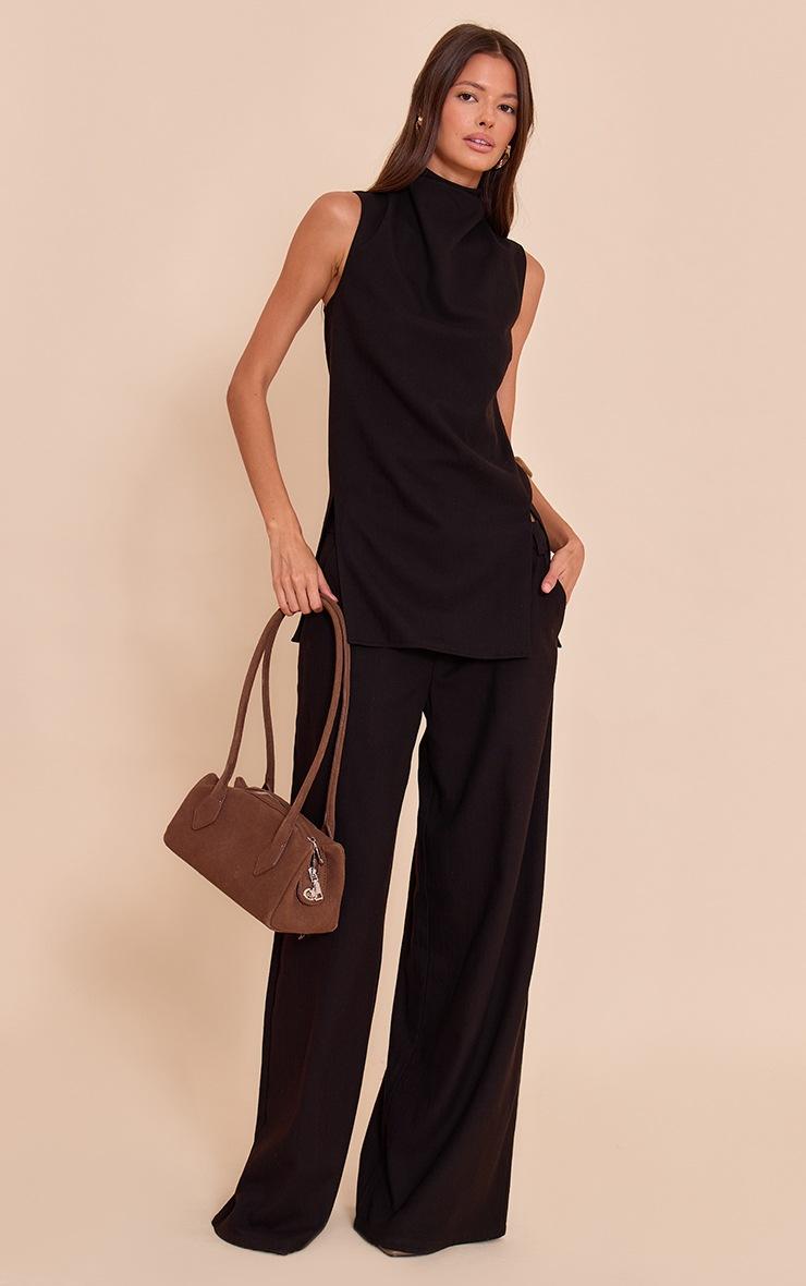 Pretty Little Thing Black Tailored Wide Leg Pant