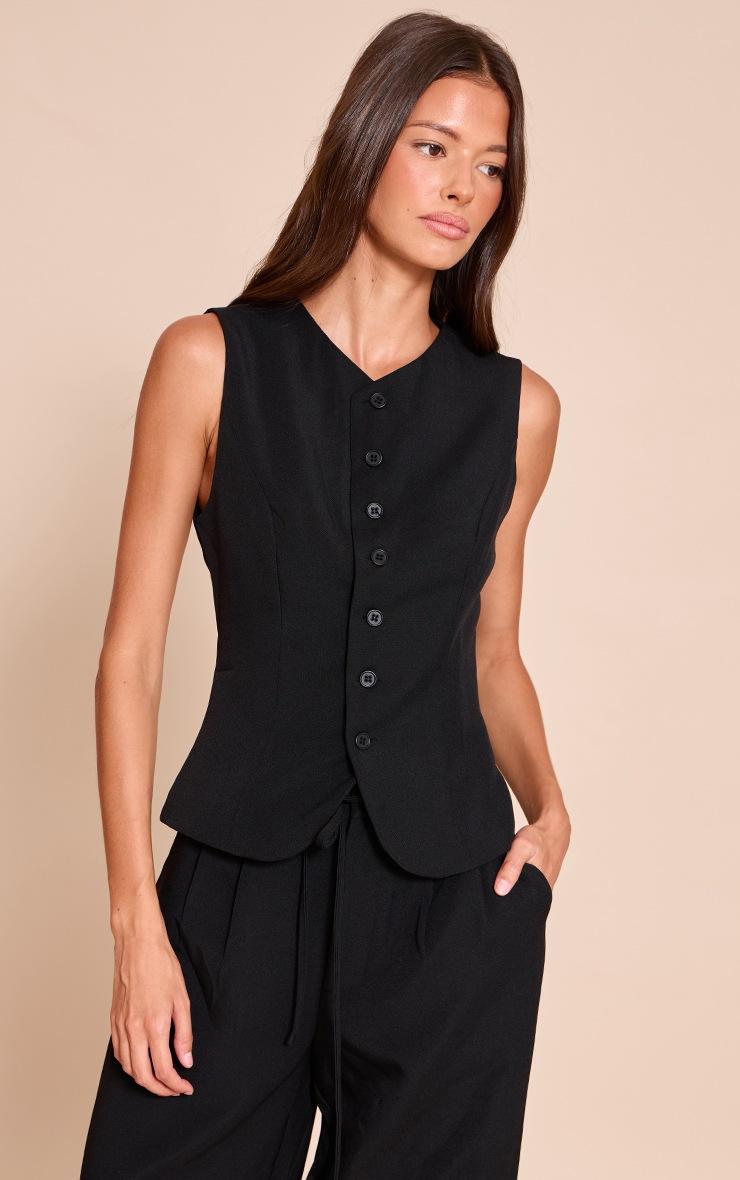 Pretty Little Thing Black Tailored Woven Vest