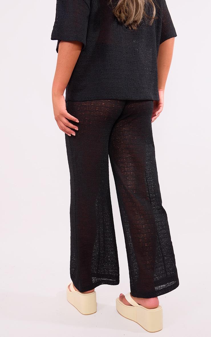 Pretty Little Thing Black Textured Wide Leg Pants