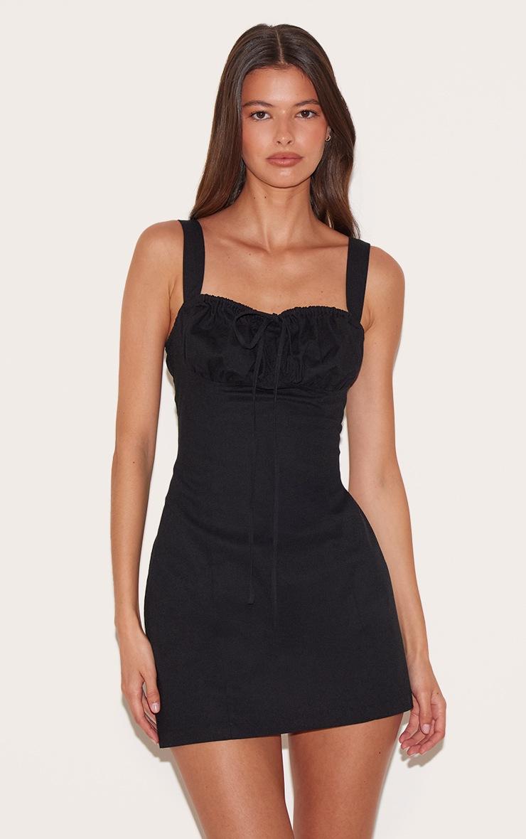 Pretty Little Thing Black Tie Detail Shift Dress
