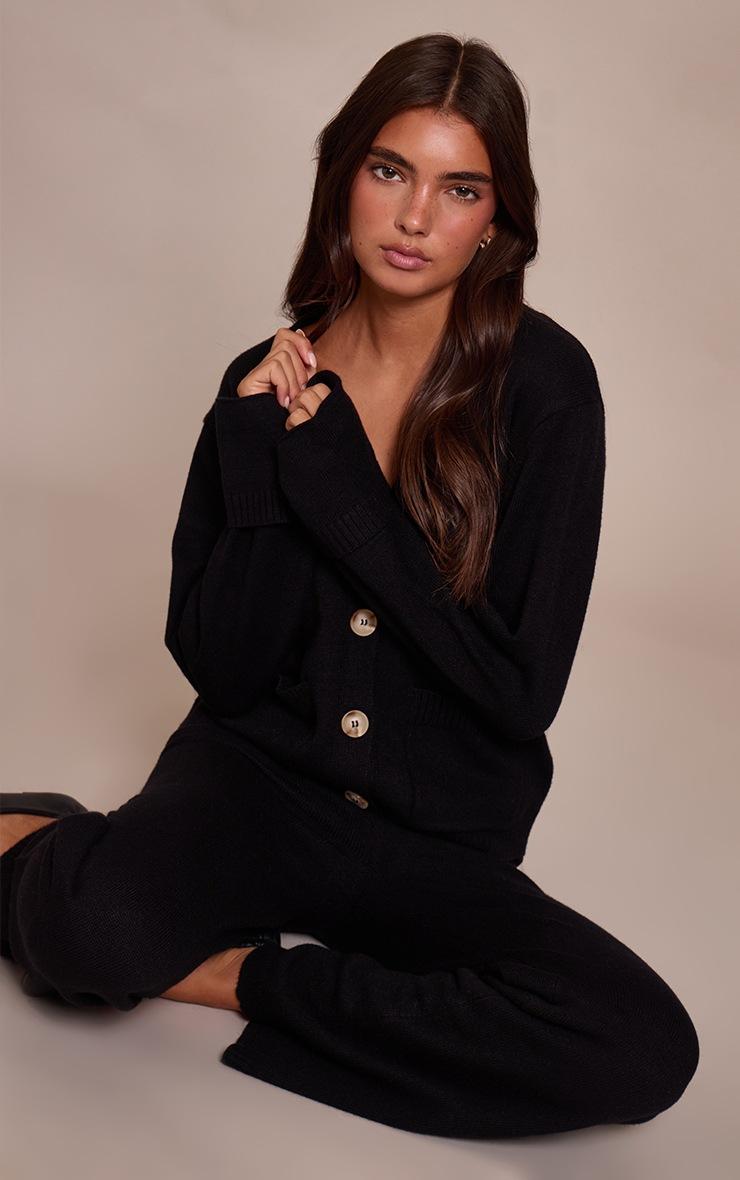 Pretty Little Thing Black turn back cuff cardigan