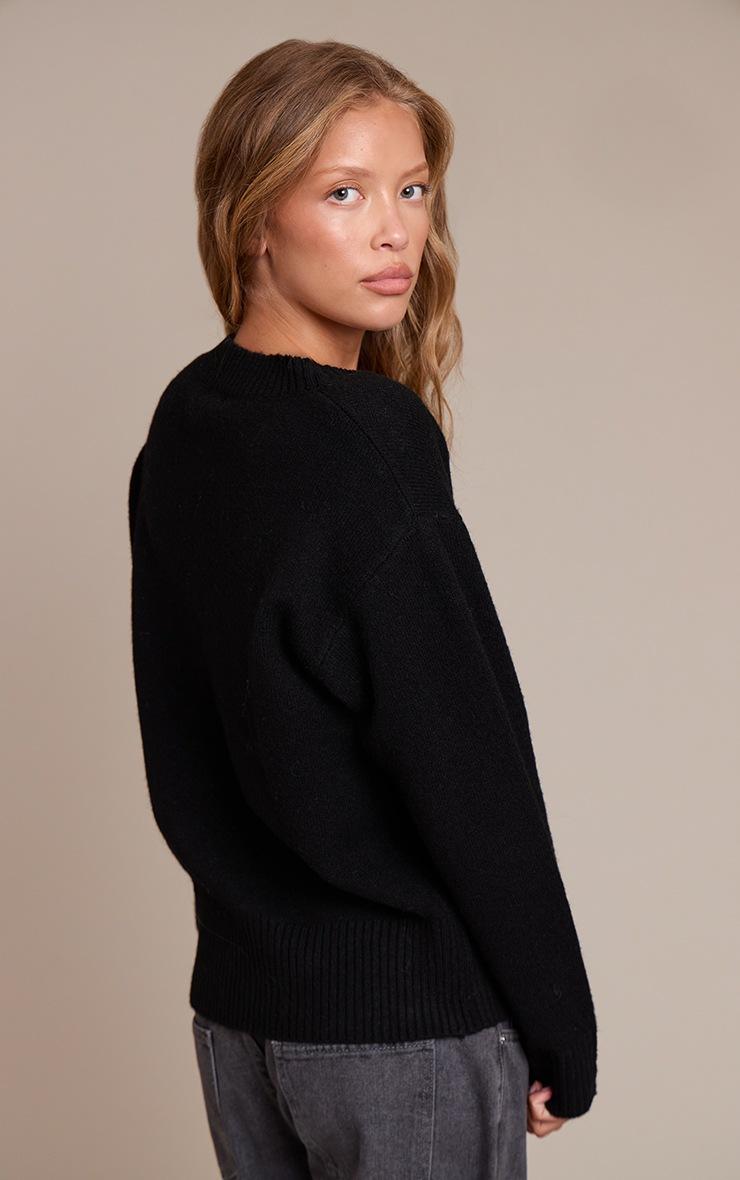 Pretty Little Thing Black V Neck Knitted Sweater