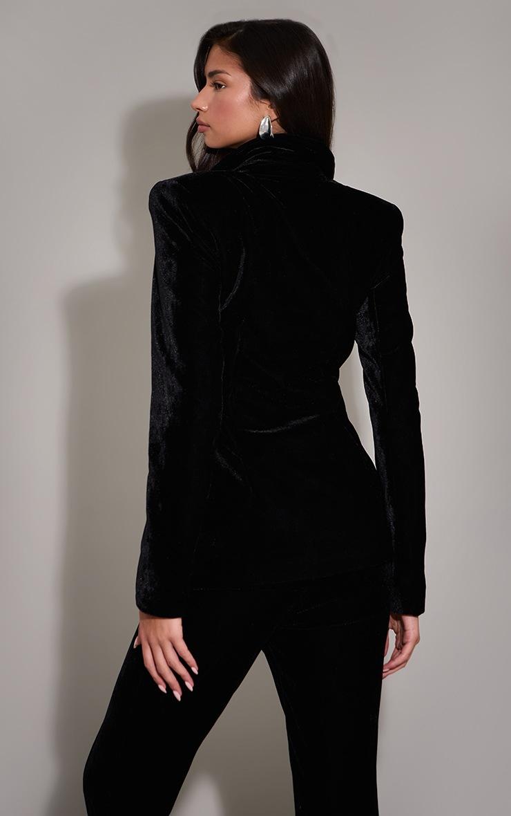 Pretty Little Thing Black Velvet Fitted Blazer