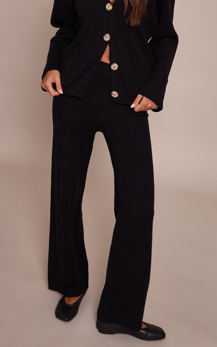 Pretty Little Thing Black Wide Leg Knit Pant
