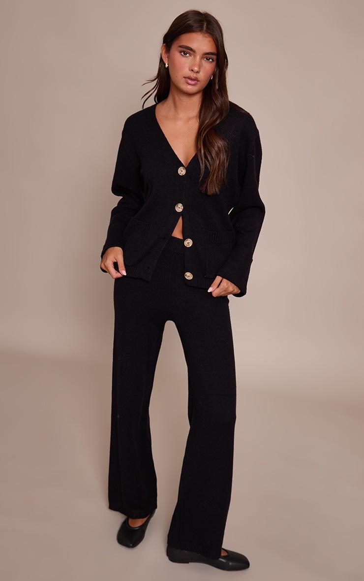 Pretty Little Thing Black Wide leg Knit Pant