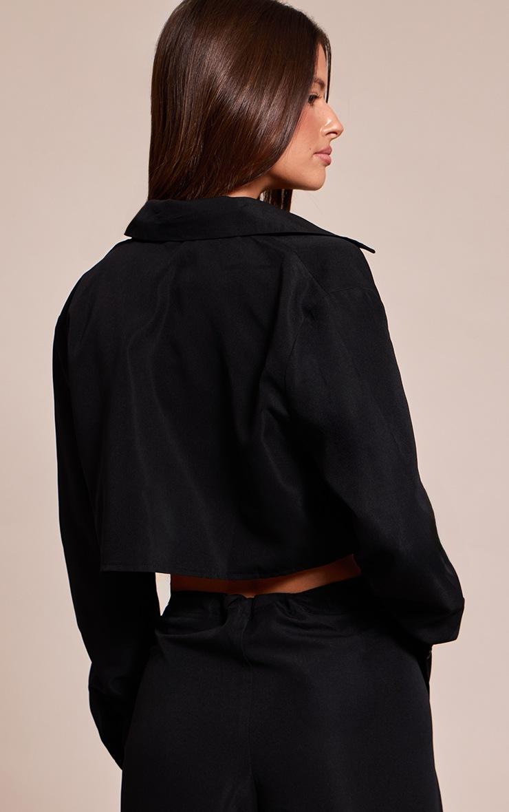 Pretty Little Thing Black Woven Cropped Shirt