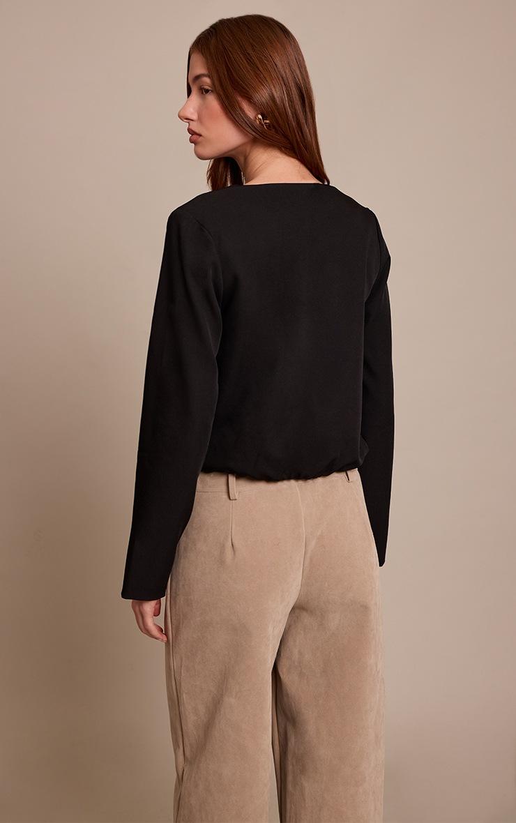 Pretty Little Thing Black Woven Drape Plunge Top