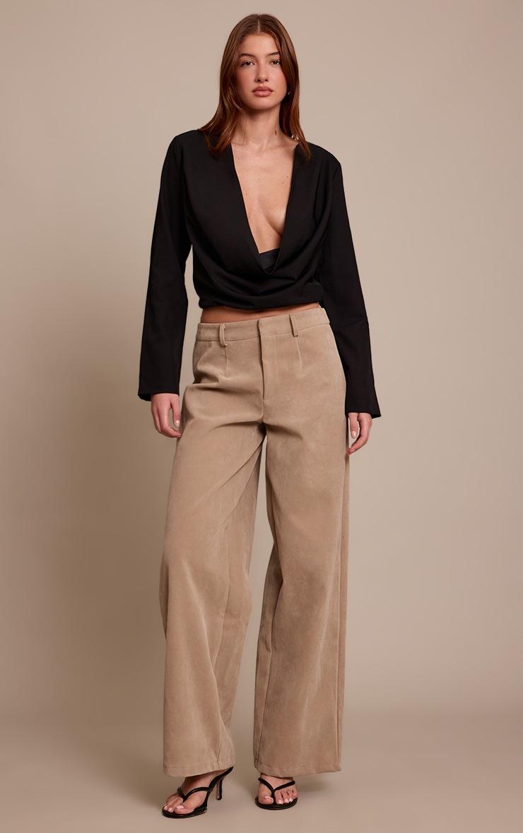 Pretty Little Thing Black Woven Drape Plunge Top