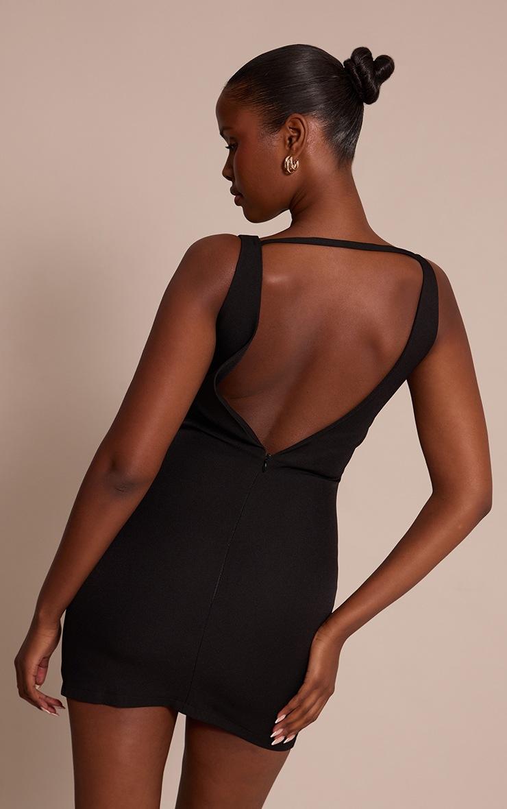 Pretty Little Thing Black Woven V Neck Mini Dress