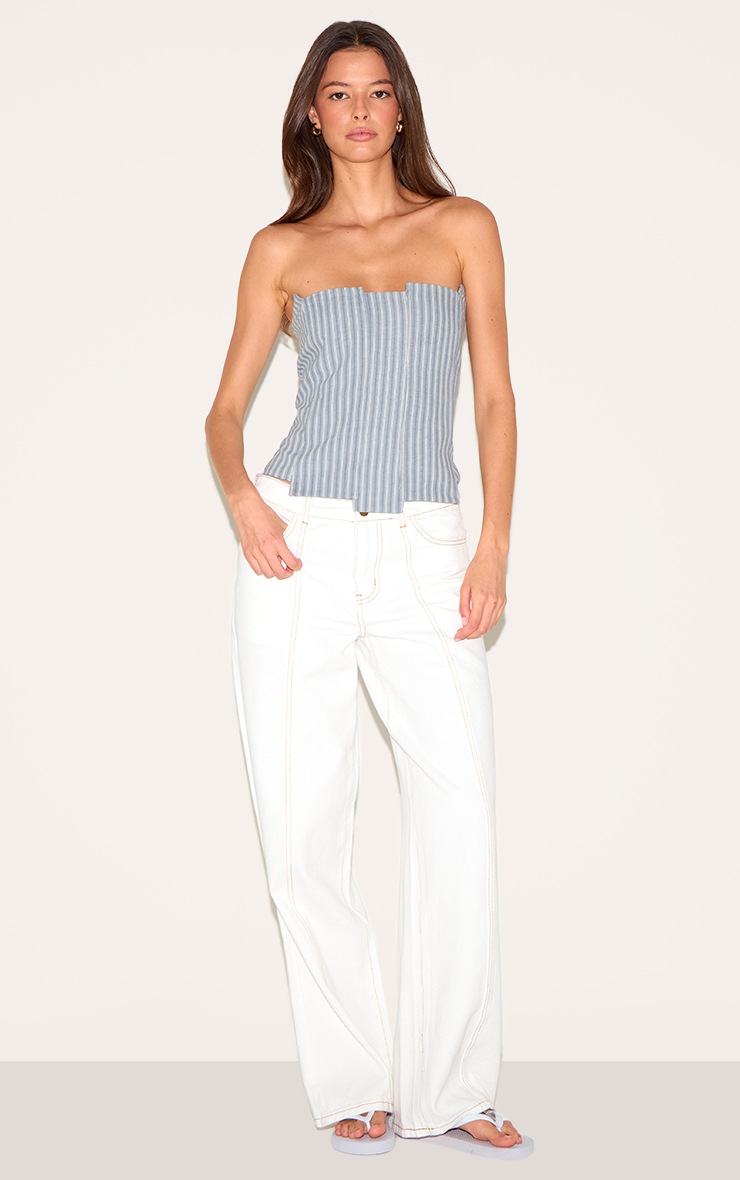 Pretty Little Thing Blue Striped Peach Skin Corset