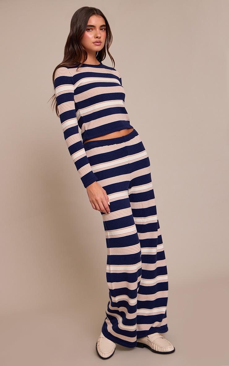 Pretty Little Thing Blue Striped Wide Leg Pant