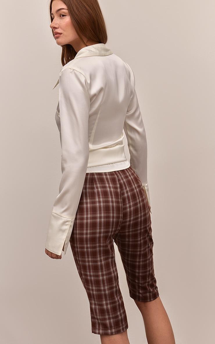 Pretty Little Thing Brown Check Woven Capris