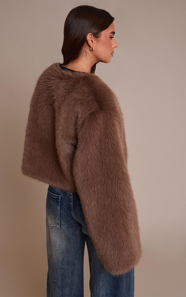 Pretty Little Thing Brown Cropped Fur Coat