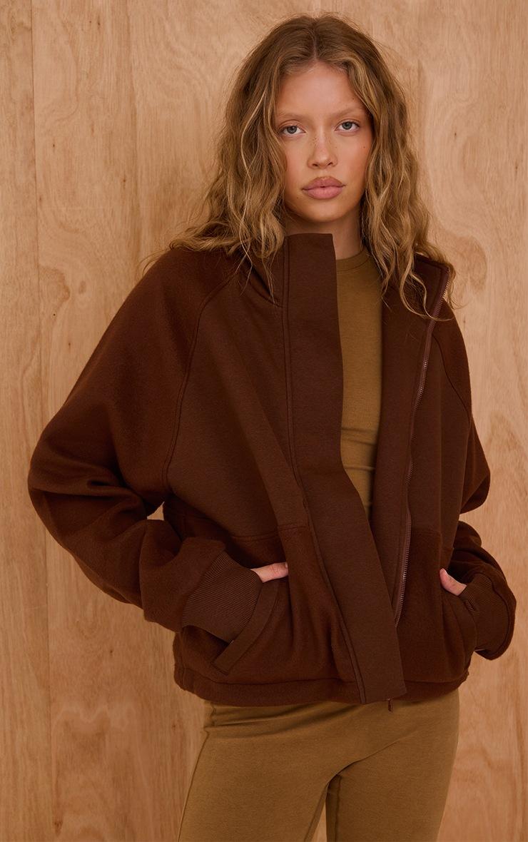 Pretty Little Thing Brown Full Zip Through Fleece